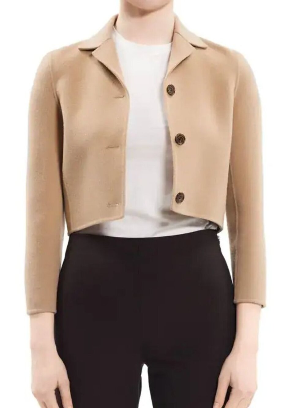 THEORY New Divide Wool Cashmere Cropped Blazer Jacket Palomino Size 2